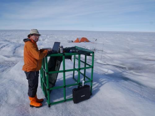 Man at workbench in Greenland