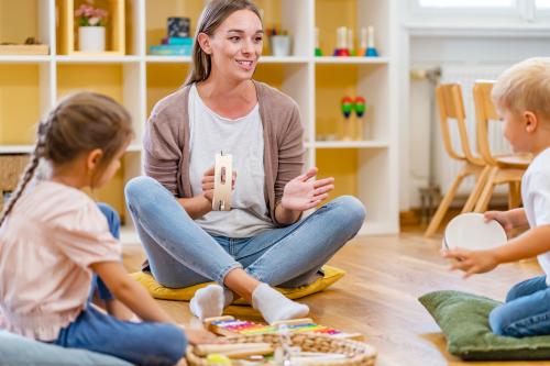 Teacher with children